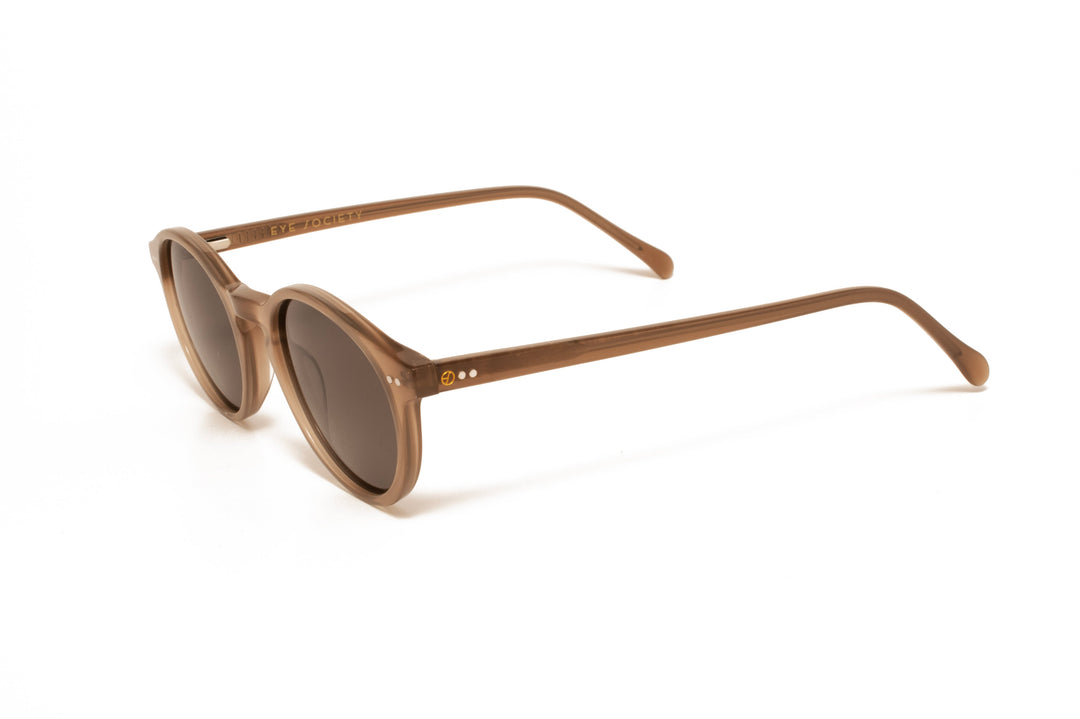 ZURI brown crystal polarized round sunglasses, top view