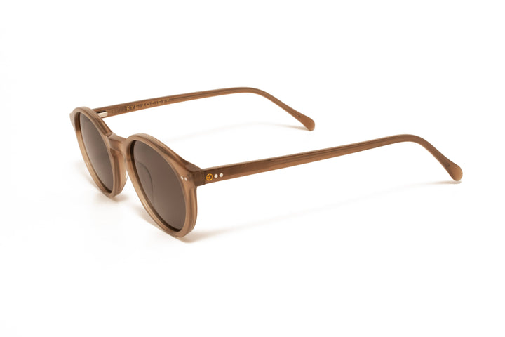 ZURI brown crystal polarized round sunglasses, top view