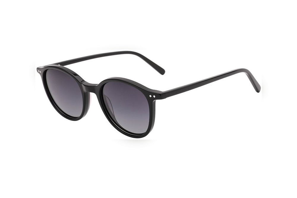 AREON black polarized round sunglasses, top view