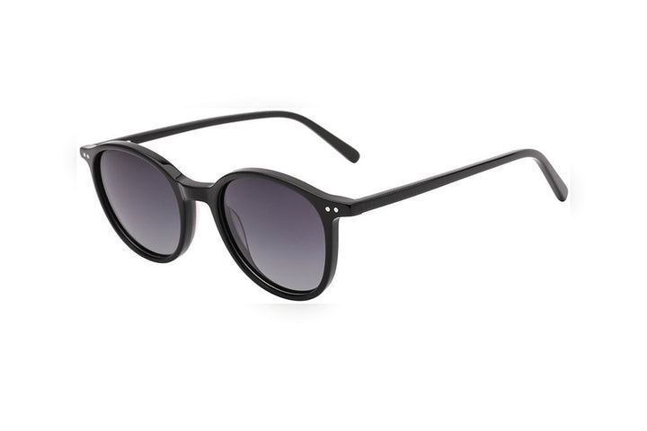 AREON black polarized round sunglasses, top view