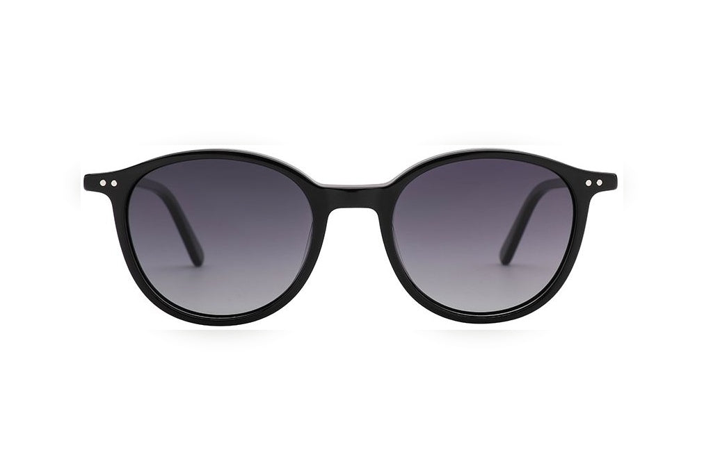 AREON black polarized round sunglasses, front view