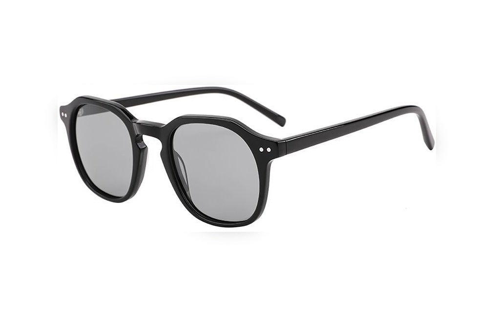 AREN black polarized round sunglasses, top view