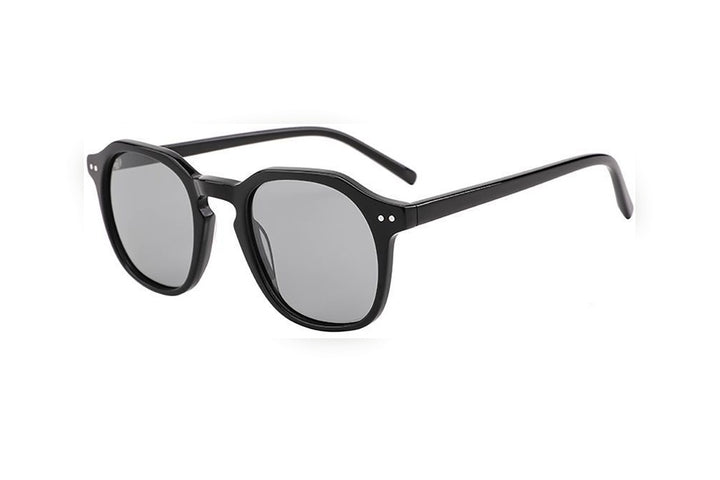 AREN black polarized round sunglasses, top view