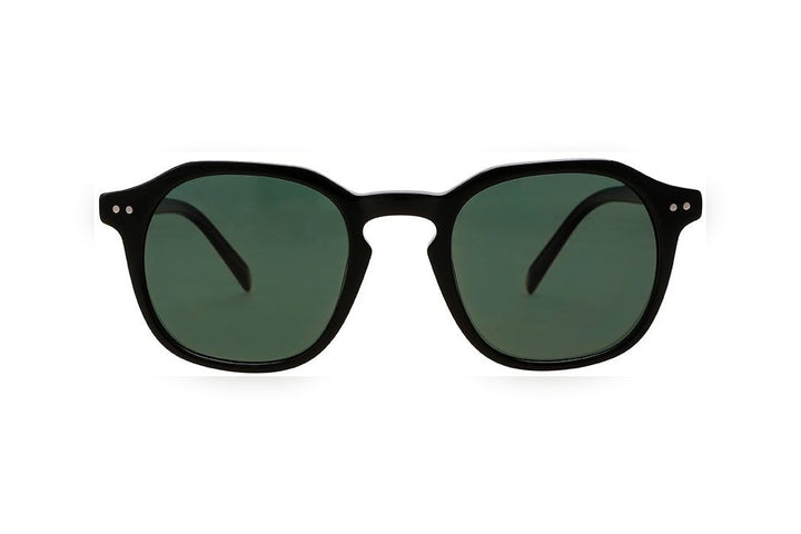 AREN black polarized round sunglasses, front view