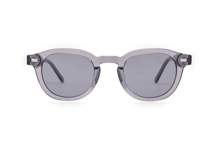 AREIS grey crystal polarized round sunglasses, front view