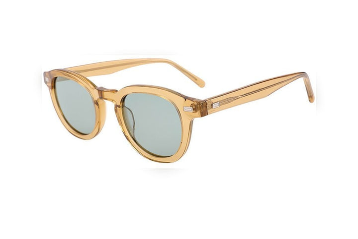AREIS yellow crystal polarized round sunglasses, top view