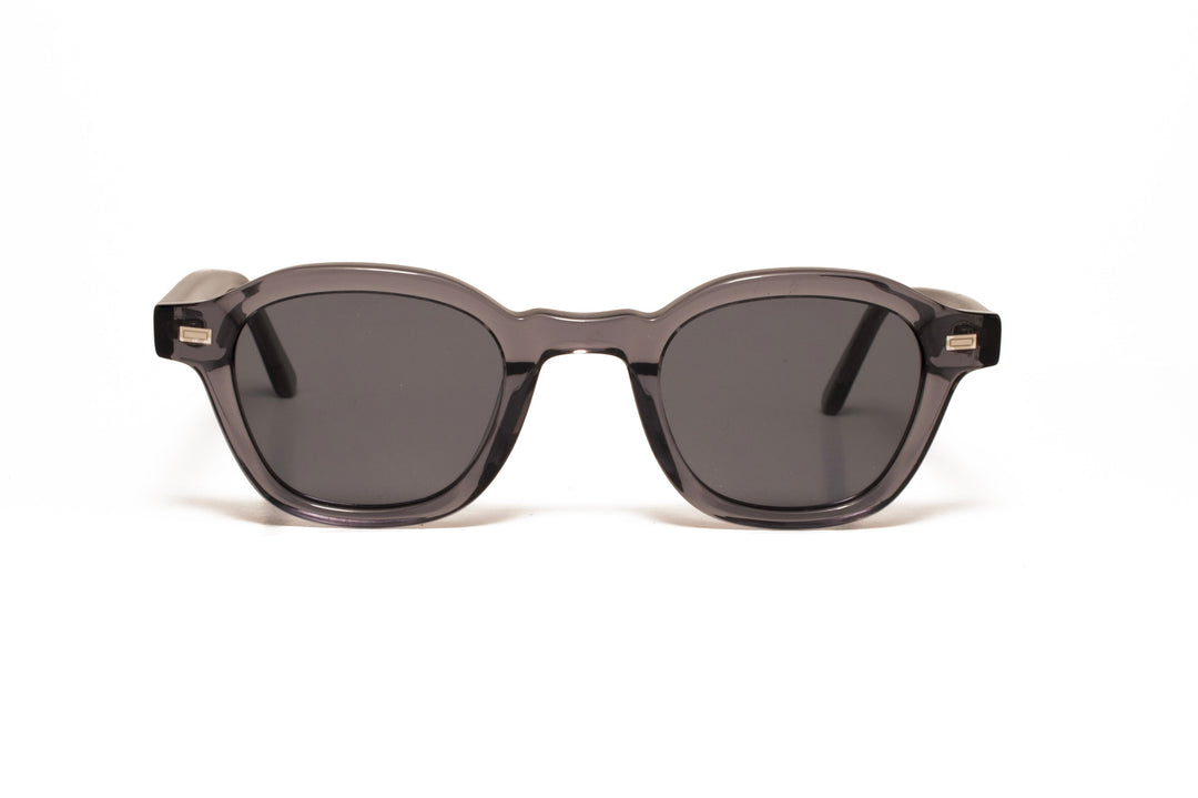CORAL grey crystal polarized round sunglasses, front view