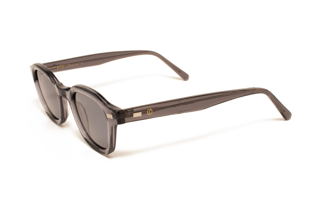 CORAL grey crystal polarized round sunglasses, top view