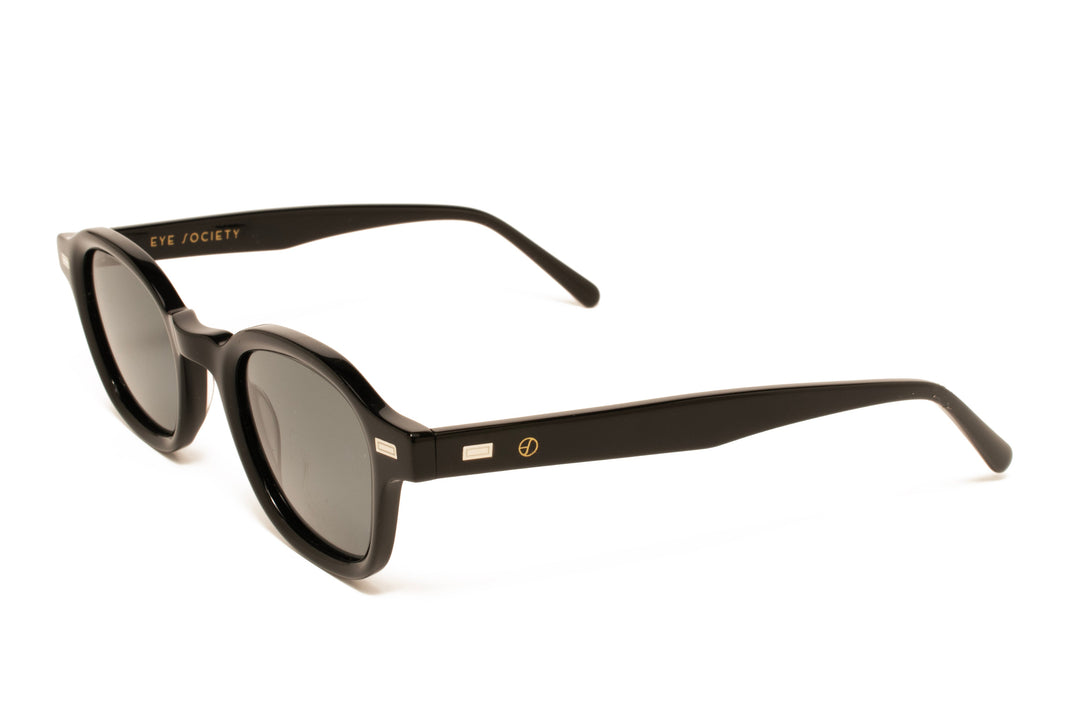 CORAL black polarized round sunglasses, top view