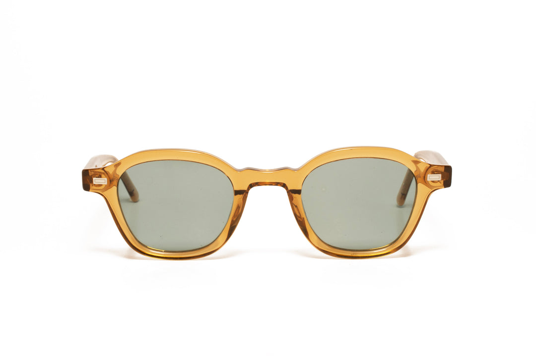 CORAL yellow crystal polarized round sunglasses, front view