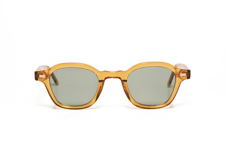CORAL yellow crystal polarized round sunglasses, front view