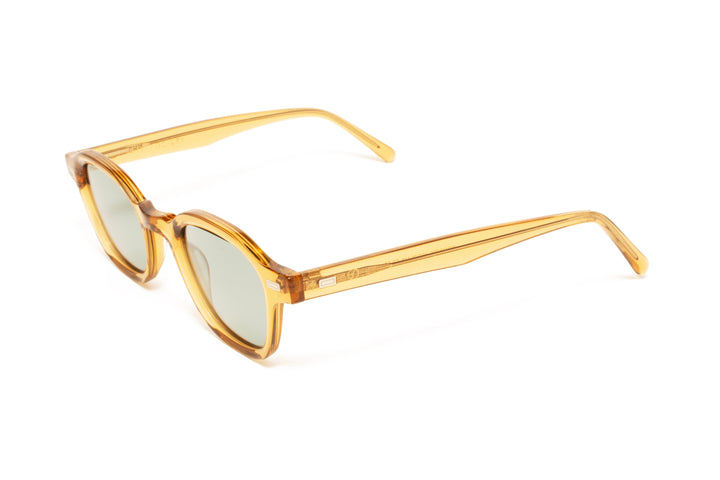 CORAL yellow crystal polarized round sunglasses, top view