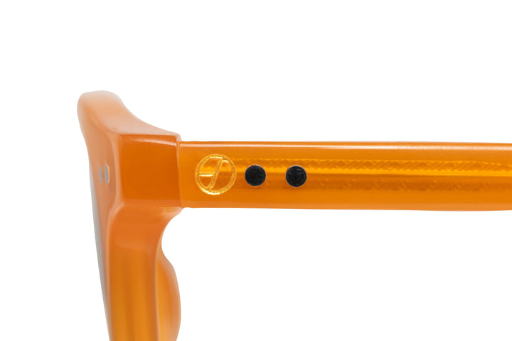 COVE orange polarized round sunglasses, logo view