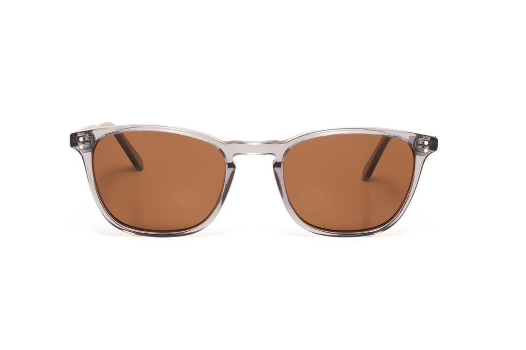 IVORY grey polarized round sunglasses, front view