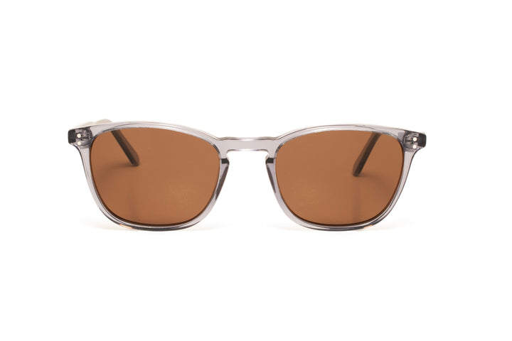 IVORY grey polarized round sunglasses, front view