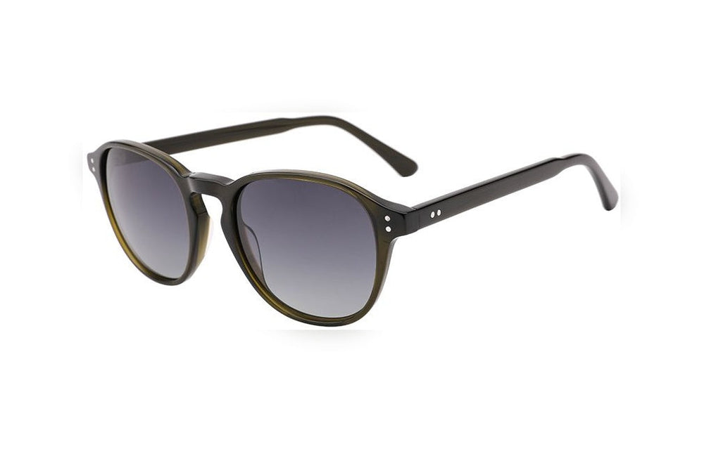 NOBLE d.green / grey polarized round sunglasses, top view