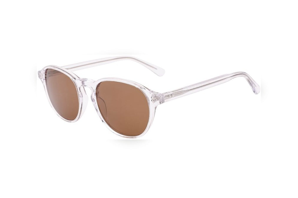 NOBLE crystal / brown polarized round sunglasses, top view