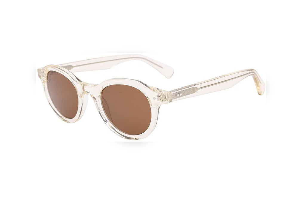 MORROW lemon crystal / grey polarized round sunglasses, top view