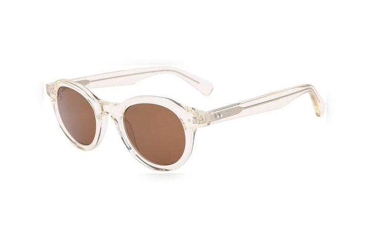 MORROW lemon crystal / grey polarized round sunglasses, top view
