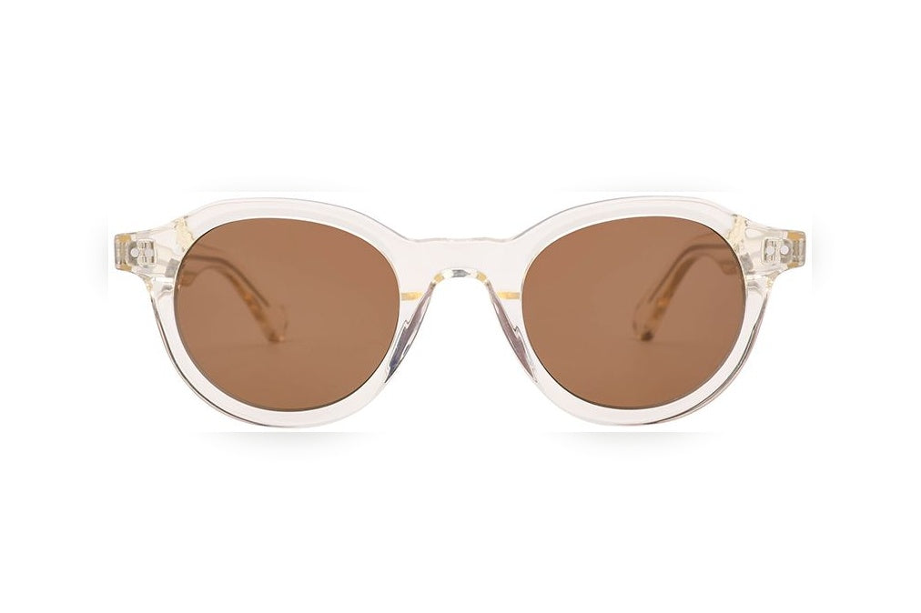 MORROW lemon crystal / grey polarized round sunglasses, front view