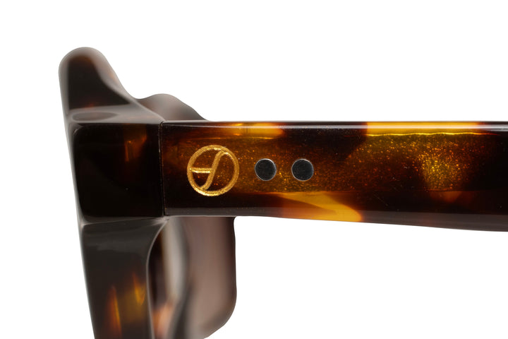 ECHO tortoise polarized rectangle sunglasses, logo view