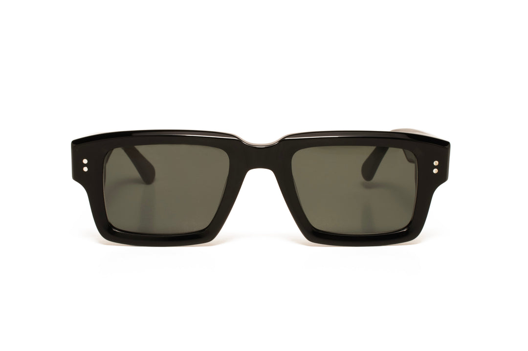 ELLIS black polarized rectangle sunglasses, front view