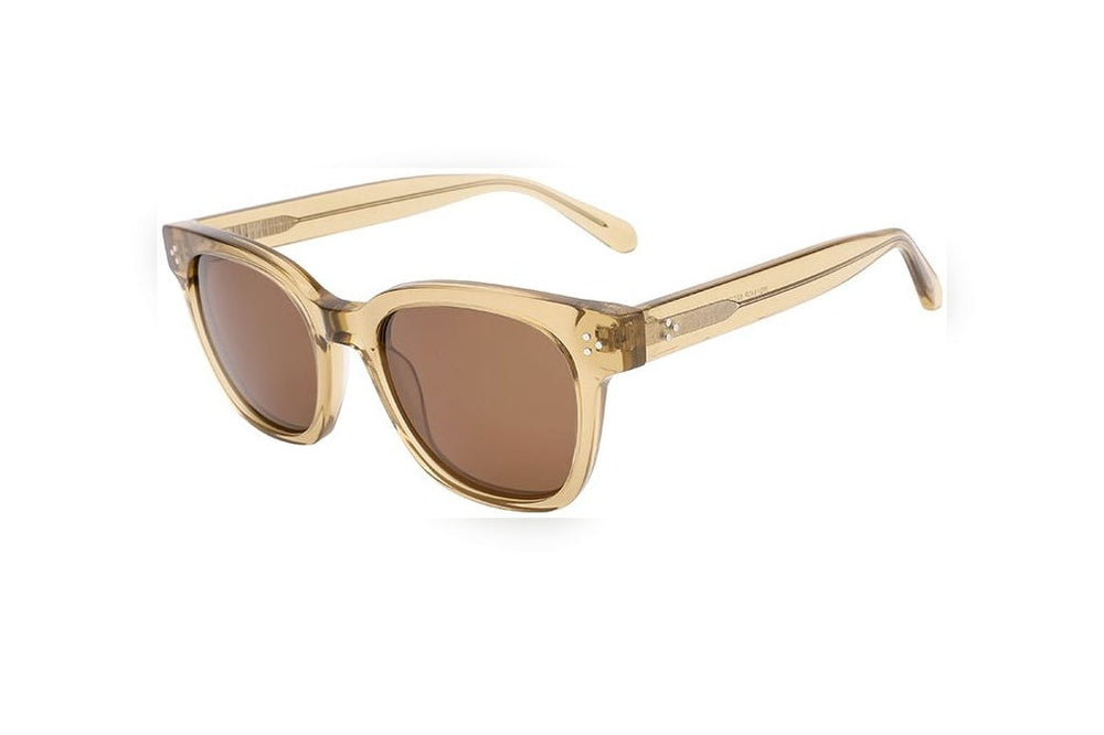 MONROE crystal yellow / brown polarized round sunglasses, top view