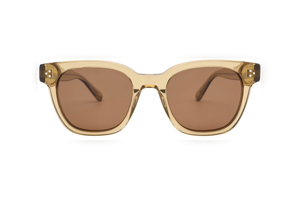 MONROE crystal yellow / brown polarized round sunglasses, front view