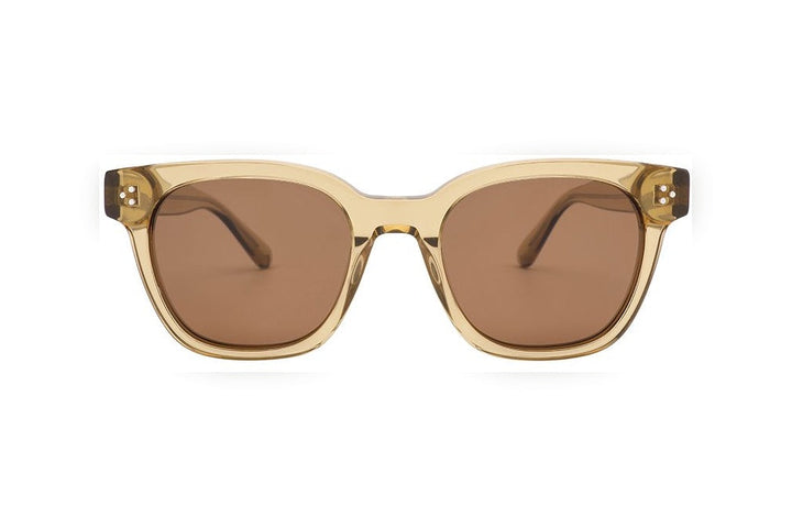 MONROE crystal yellow / brown polarized round sunglasses, front view