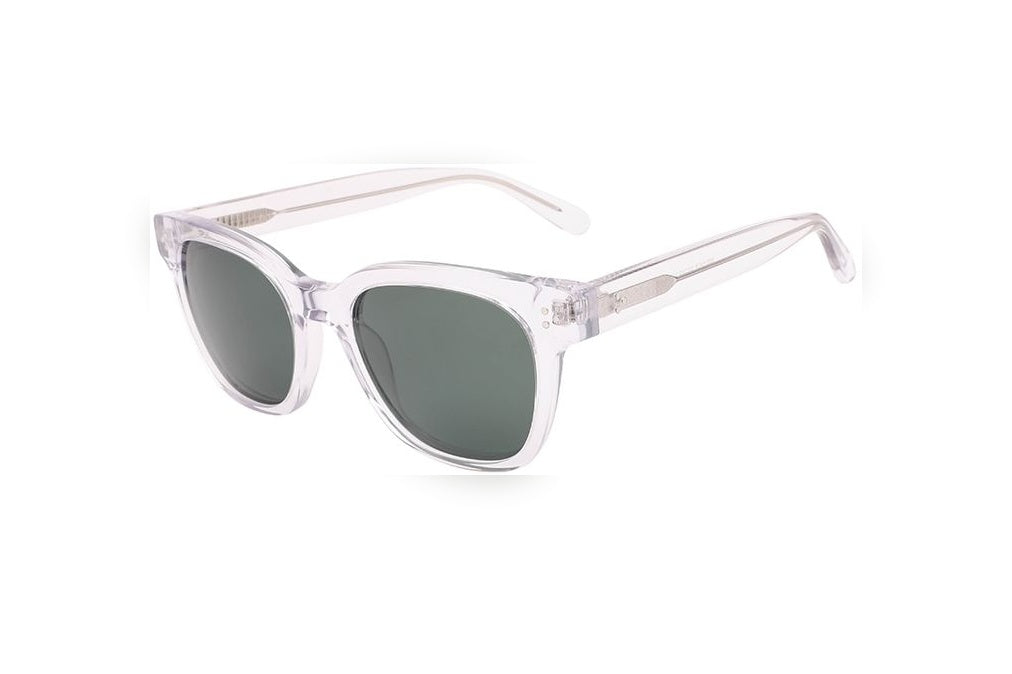 MONROE crystal / green polarized round sunglasses, top view