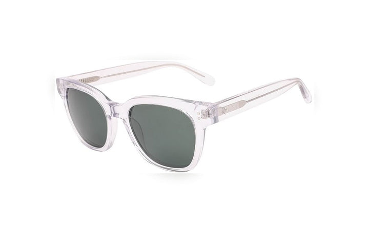 MONROE crystal / green polarized round sunglasses, top view
