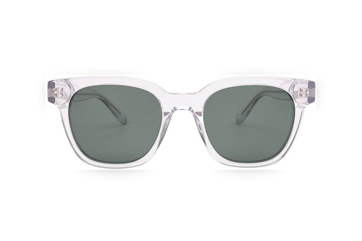 MONROE crystal / green polarized round sunglasses, front view