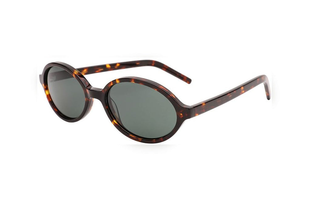 EVA tortoise / green polarized oval sunglasses, top view