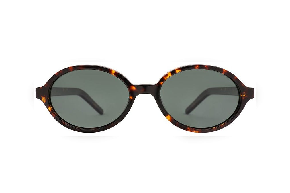 EVA tortoise / green polarized oval sunglasses, front view