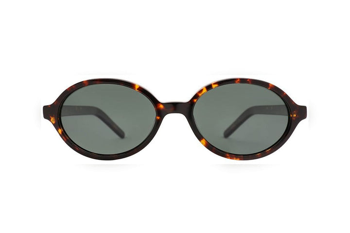 EVA tortoise / green polarized oval sunglasses, front view