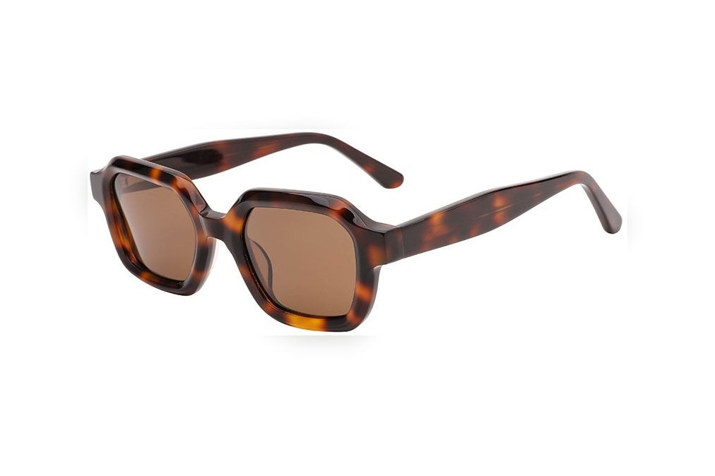 VITO orange brown tortoise / brown polarized rectangle sunglasses, top view