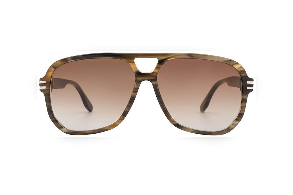 ADAEN l.brown stripe / brown polarized rectangle sunglasses, front view