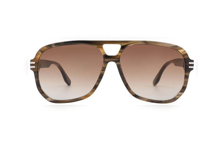 ADAEN l.brown stripe / brown polarized rectangle sunglasses, front view