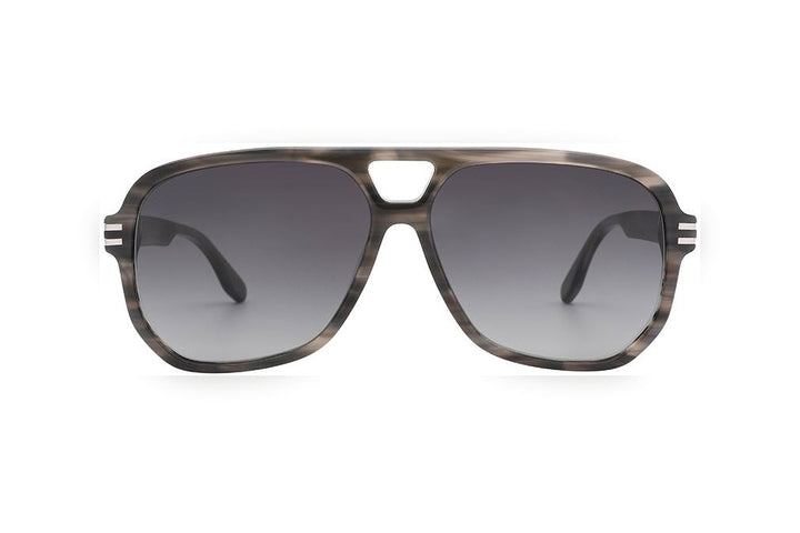 ADAEN grey stripe / grey polarized rectangle sunglasses, front view