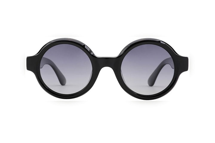 OCEAN black polarized round sunglasses, front view
