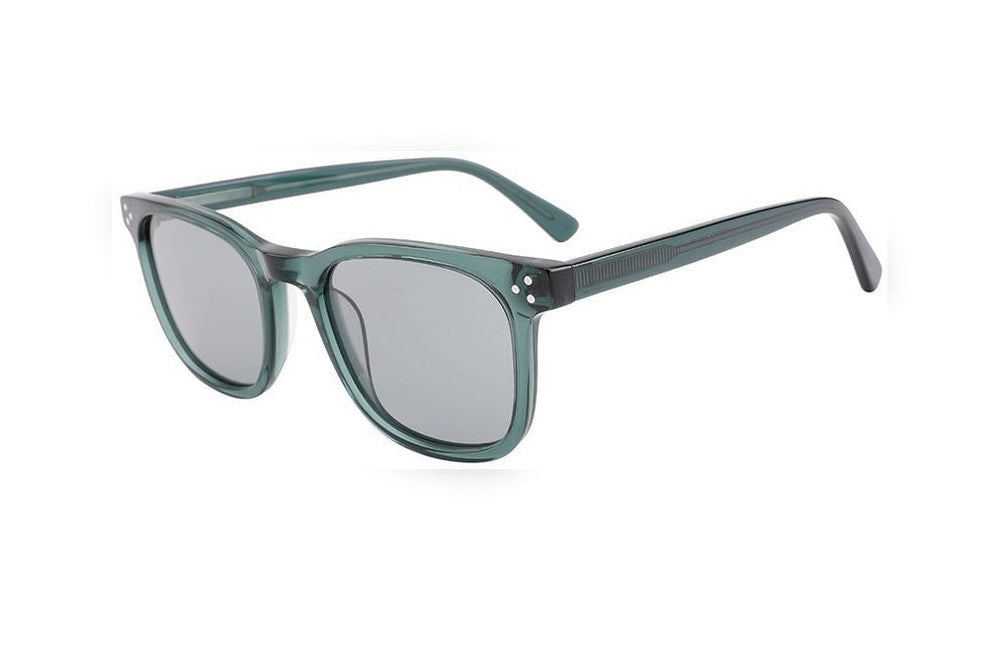 MERIT green crystal / grey polarized rectangle sunglasses, top view