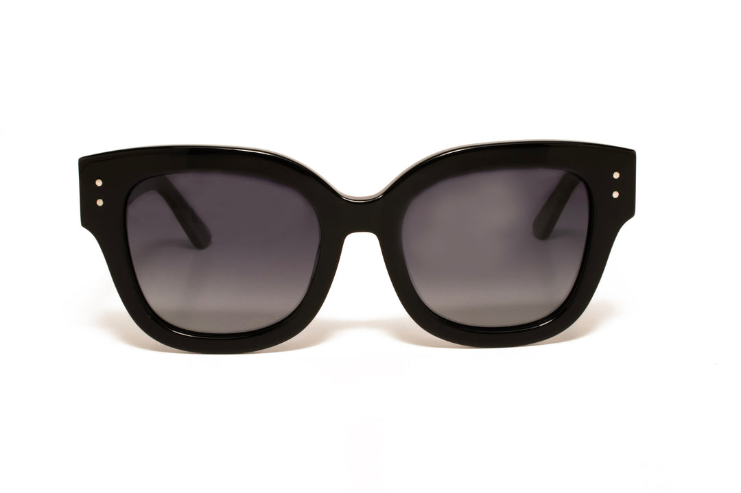 FABIAN black polarized square sunglasses, front view