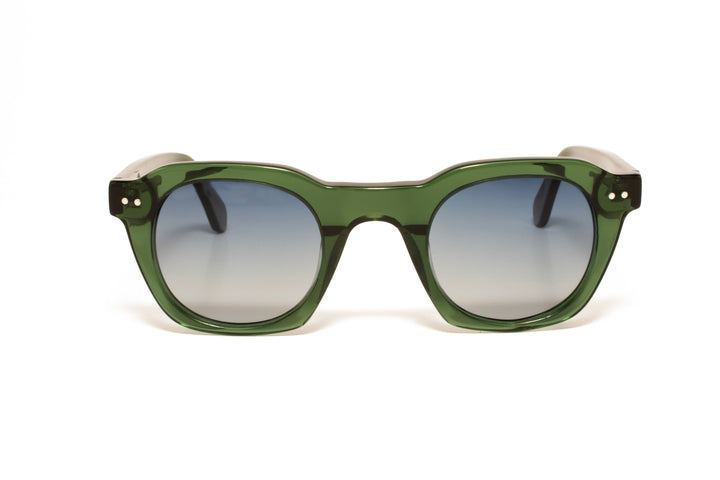 LUX green polarized square sunglasses, front view