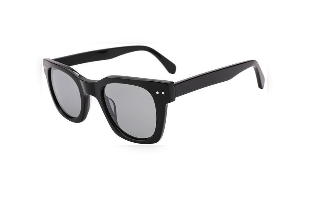 PEYTON black polarized rectangle sunglasses, top view