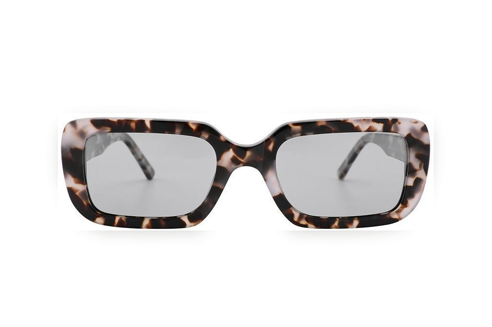 ORIGIN grey tortoise polarized rectangle sunglasses, front view