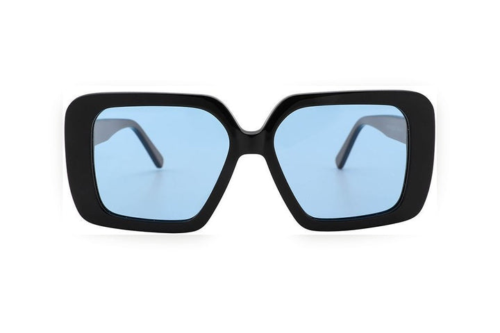 PETRA black polarized rectangle sunglasses, front view
