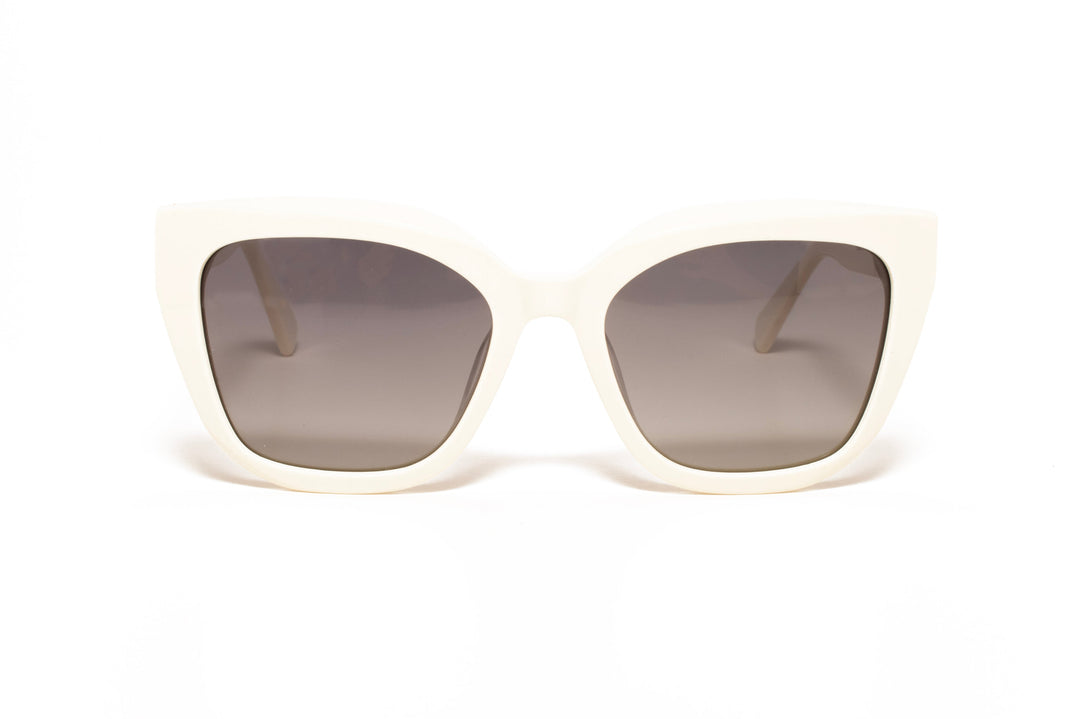 BIANCA white polarized square sunglasses, front view