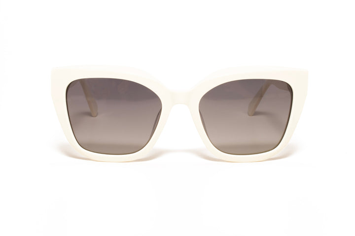 BIANCA white polarized square sunglasses, front view