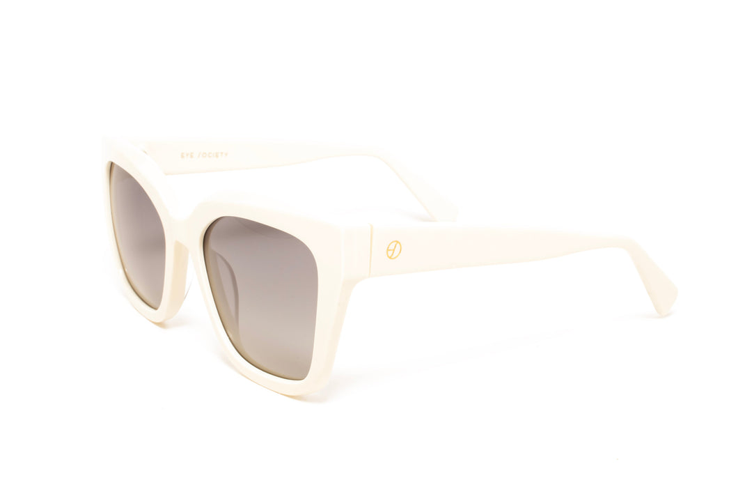 BIANCA white polarized square sunglasses, top view