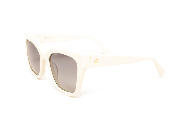 BIANCA white polarized square sunglasses, top view